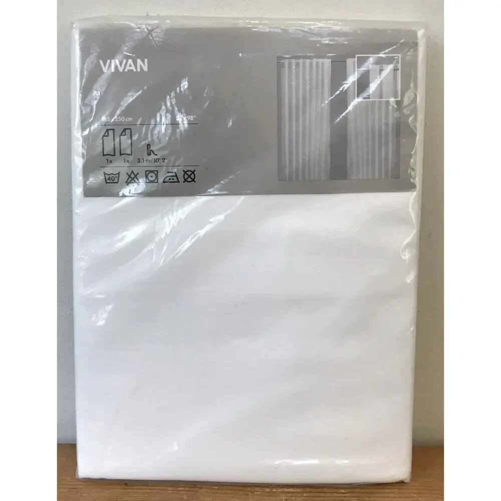 IKEA Vivan Sheer White Cotton Blend Curtains 2 Panels 57